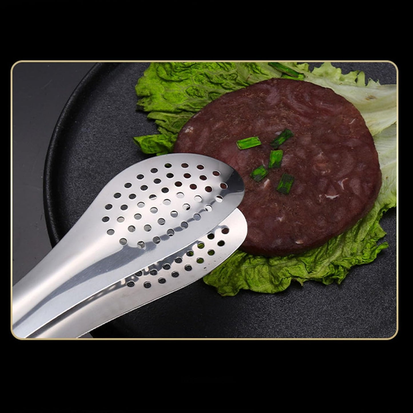 Multifunctional Stainless Steel Food Tongs with Filter Holes – Perfect for Grilling, Frying & Home Cooking