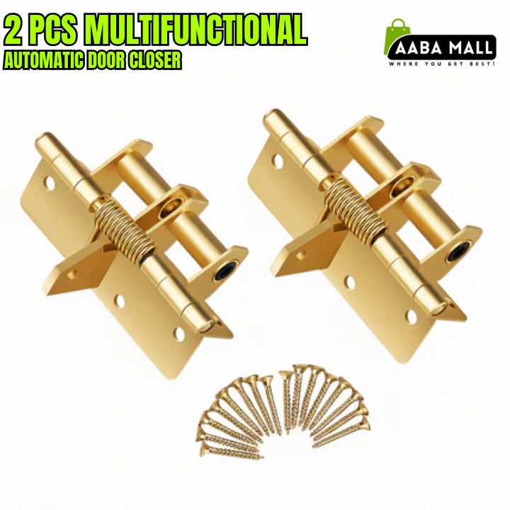 2 Pcs Heavy Duty Multifunctional Self-Closing Door Hinge Spring ? Automatic Door Closer for Doors, Drawers & Windows (2 Pcs)