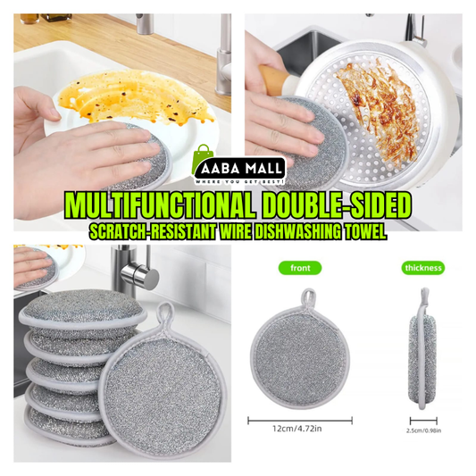 Double-sided scratch-resistant wire dishwashing towel