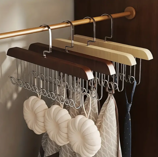 8 Hook Multifunctional Solid Wood Hanger Perfect For Hanging Belts, Hats, Vests, Underwear, Silk Scarves, Dormitory Home Goodies