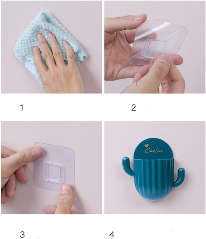 1PC Mobile Holder, Toothbrush Holder Household Wall-mounted Self-adhesive Cactus Design Storage Rack Shaver Organizer Kitchen Bathroom Holder Color - AABA MALL