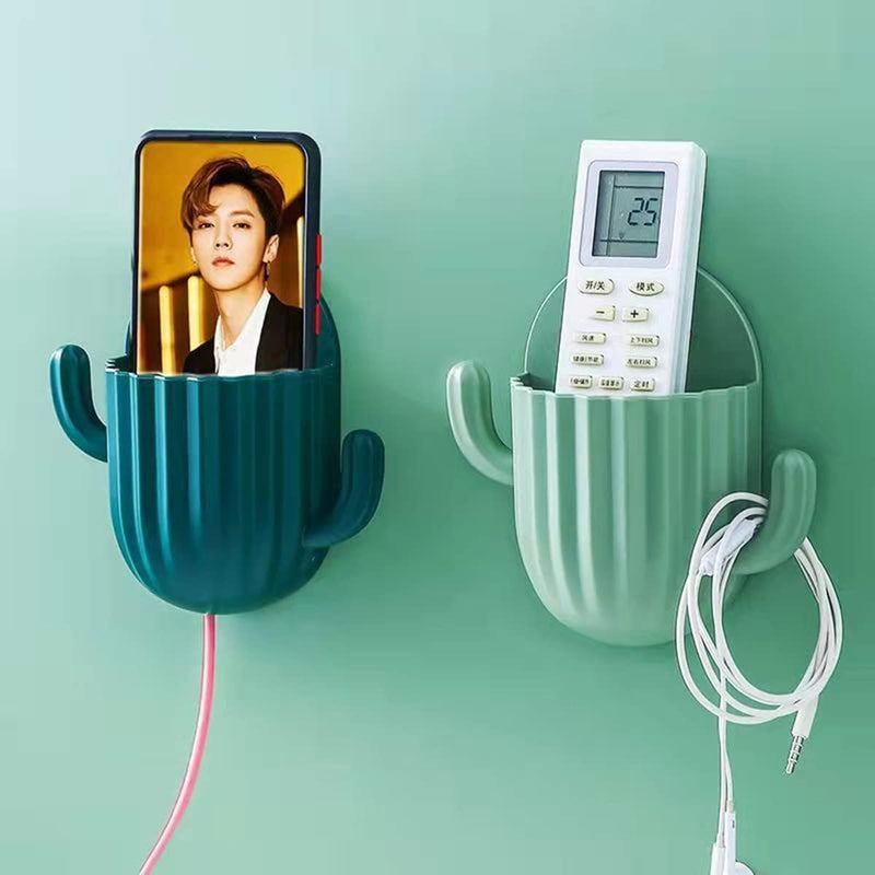 1PC Mobile Holder, Toothbrush Holder Household Wall-mounted Self-adhesive Cactus Design Storage Rack Shaver Organizer Kitchen Bathroom Holder Color - AABA MALL