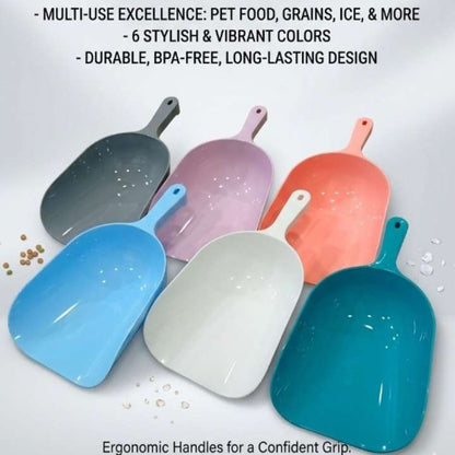Multipurpose Plastic Scoop for Pet Food, Rice, Grains, Ice & Dry Food Storage | BPA-Free Heavy Duty Kitchen Utility Scoop with Ergonomic Handle