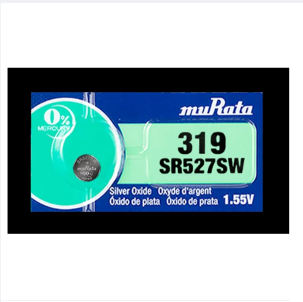 Murata 319, SR527SW battery, watch battery, silver oxide battery, Murata coin cell, 1.55V battery, Japanese battery, Murata watch battery