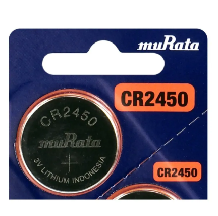 Murata CR2450, CR2450 battery, 3V coin cell, lithium button battery, Murata lithium battery, watch battery, remote battery, electronic battery