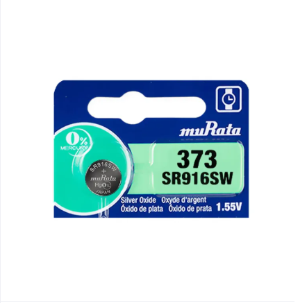 Murata 373, SR916SW battery, watch battery, silver oxide battery, Murata coin cell, Japanese battery, 1.55V battery, Murata watch battery
