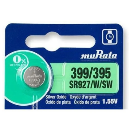 Murata 395, Murata 399, SR927SW battery, SR927W battery, silver oxide battery, watch battery, Murata coin cell, Japanese battery, 1.55V battery
