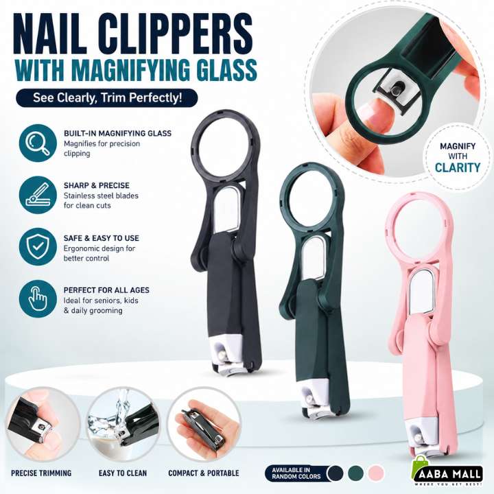 Nail Clippers with Magnifying Glass | Precision Grooming Tool for Fingernails & Toenails