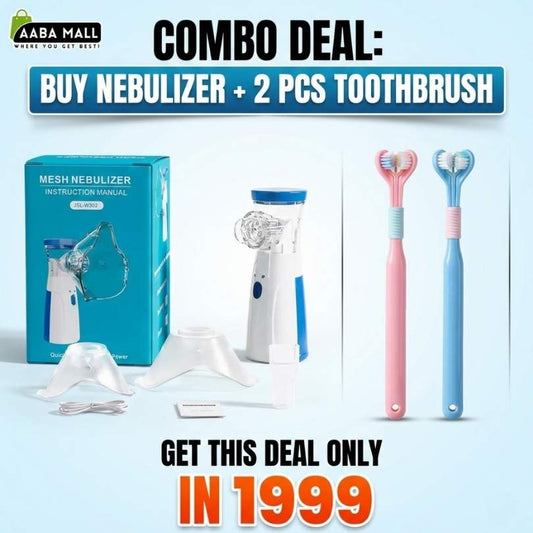 Mesh Nebulizer Combo Deal with 2 Toothbrushes Portable Inhaler Kit