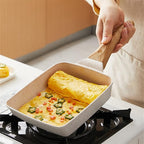 egg frying pan, non stick omelette pan, square frying pan, round frying pan, breakfast cookware, silicone spatula, kitchen cooking tools, non stick cookware, omelette maker