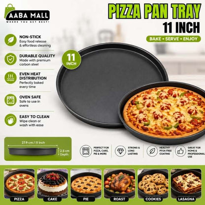 Non Stick Pizza Pan Tray – 11 Inch Round Deep Dish Pizza Pie & Cake Pan Baking Tool