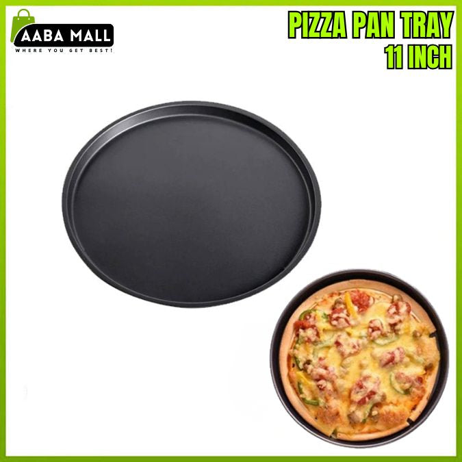11-inch pizza pan tray with a cooked pizza on a white background, featuring AABA MALL branding.