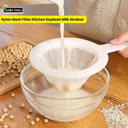 Nylon Mesh Kitchen Soybean Milk Filter Strainer with Handle – Reusable Ultra Fine Cheesecloth Yogurt Sieve
