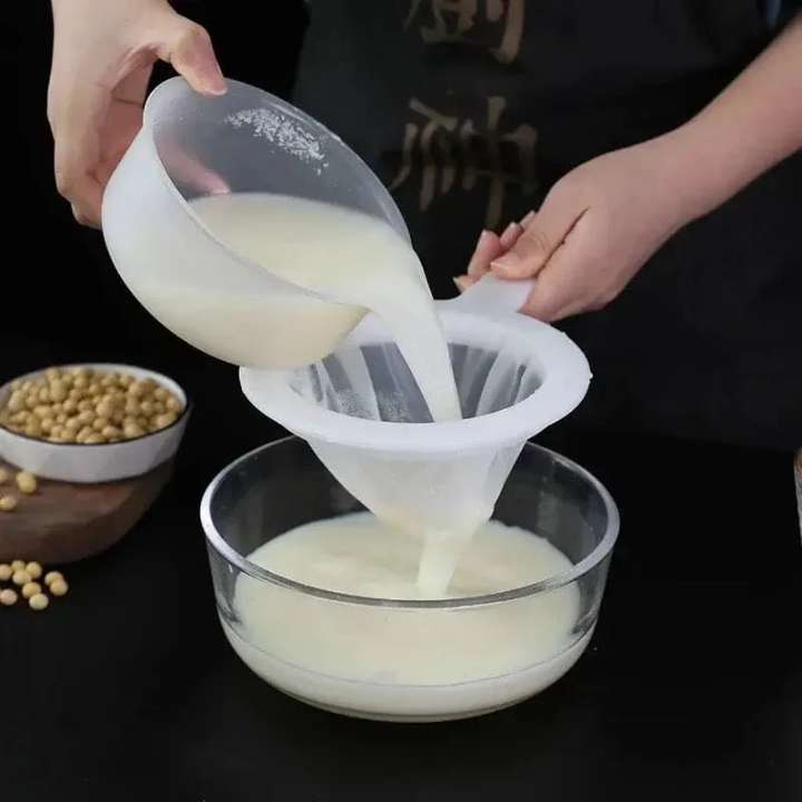 Nylon Mesh Kitchen Soybean Milk Filter Strainer with Handle – Reusable Ultra Fine Cheesecloth Yogurt Sieve