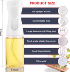 Press type olive oil sprayer mister, glass or plastic spray bottle for cooking, widely used with air fryers, baking, and salad making