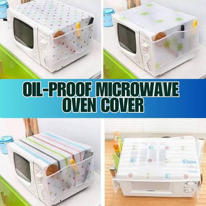 Oil-proof microwave oven cover with colorful patterns on a white background