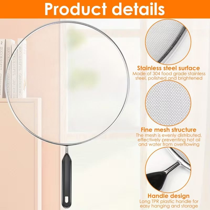 Anti-grease oil splatter screen mesh lid