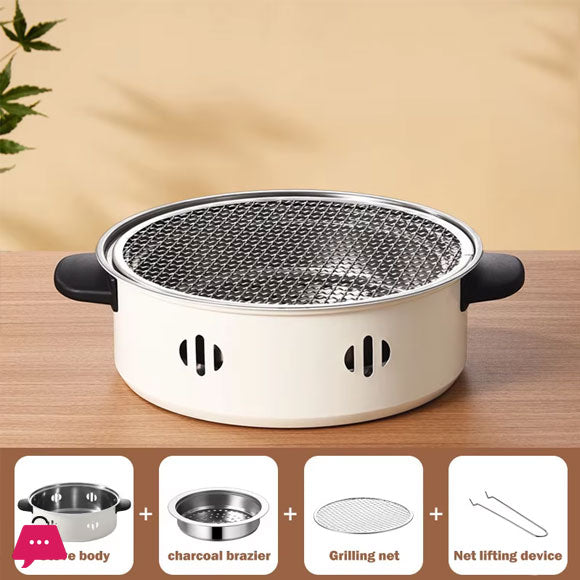 Outdoor BBQ cooking grill with heat-resistant grip