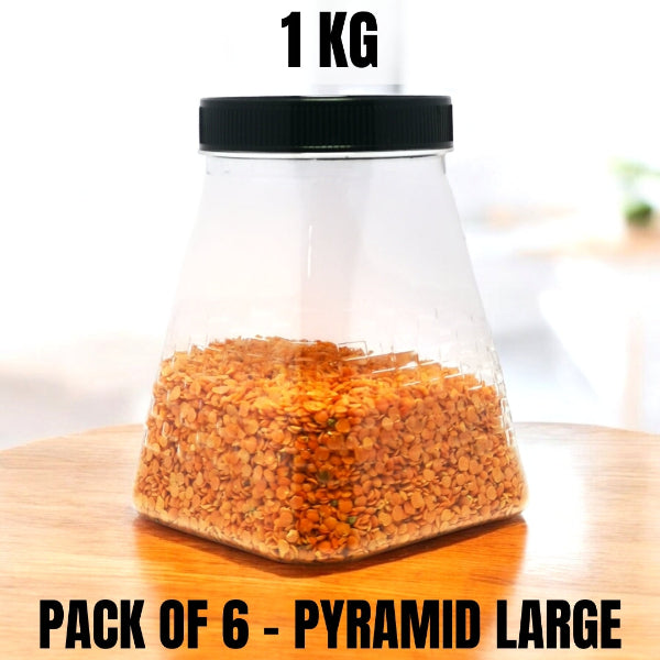 pyramid jar, 1kg jar, plastic container, airtight jar, kitchen storage jar, BPA free jar, transparent jar, food storage container, premium jar