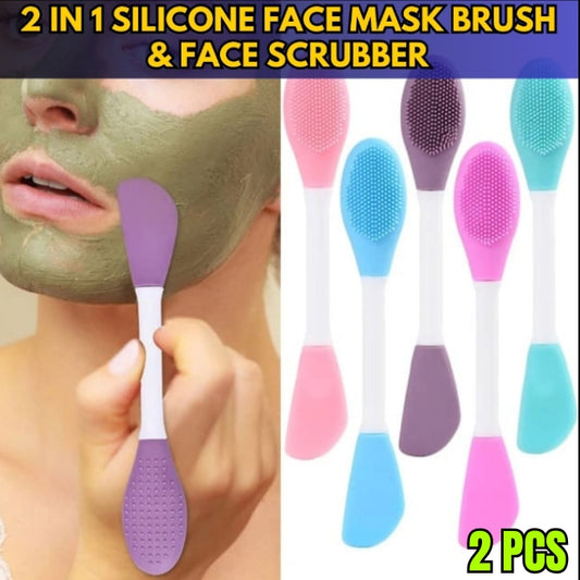 2 PCS Facial Cleansing Brush, 2 in 1 Silicone Face Mask Brush & Face Scrubber, For Exfoliating, Massaging, Remove Blackheads, Makeup Kit