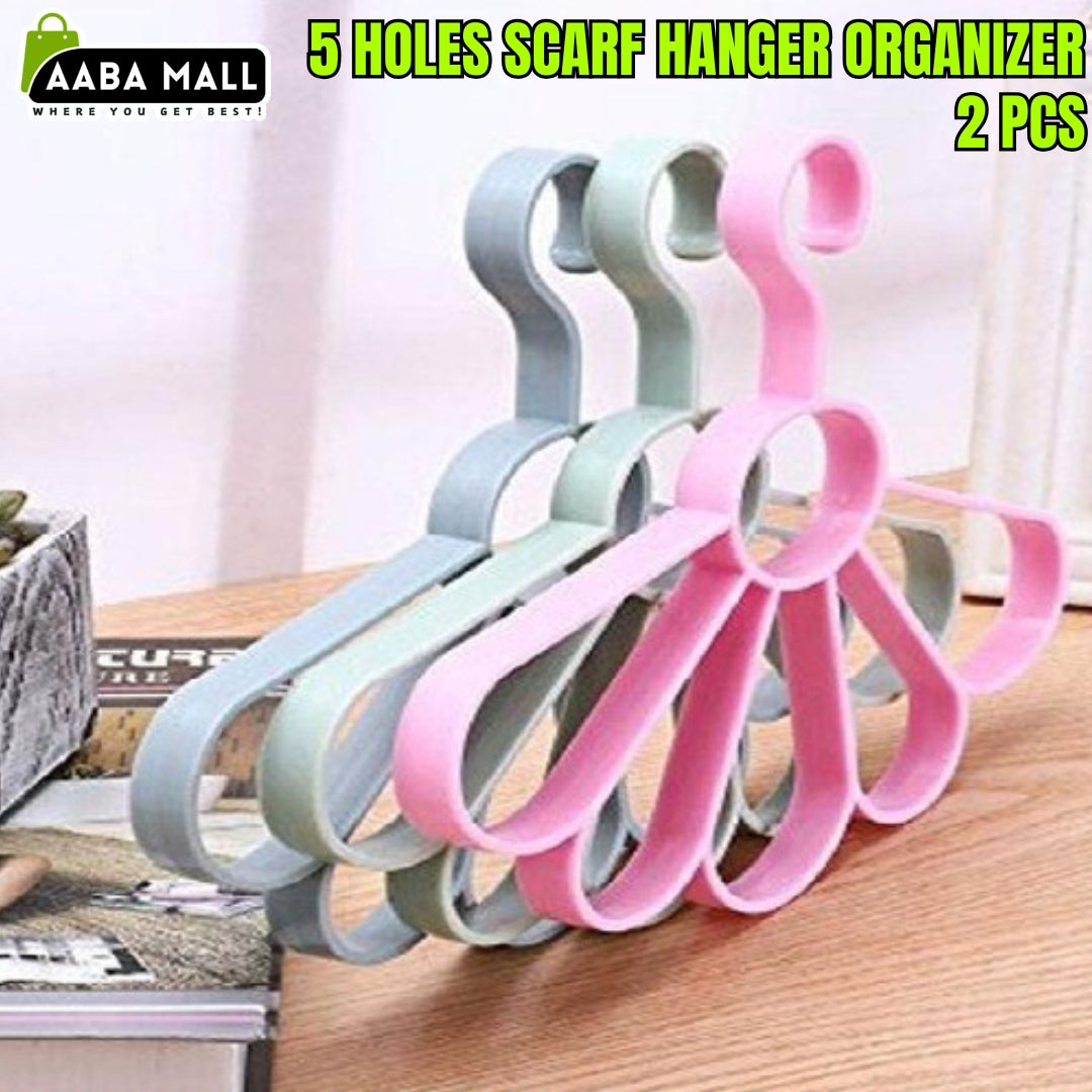 2 Pcs Flower Shape Scarf Hanger ? Multi-Function Belt & Tie Holder | 5-Hole Plastic Scarf Organizer