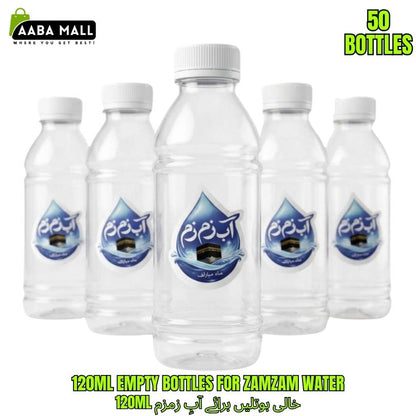 120ML Empty Zamzam Water Bottles Pack of 50 | BPA-Free Leakproof Food Grade Plastic Bottles for Hajj & Umrah | AABAMALL.PK Pakistan