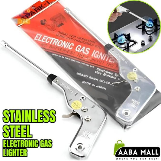 Stainless Steel Electronic Gas Lighter ? Ergonomic Gun Shape Igniter for Kitchen Stoves, Ovens & Grills