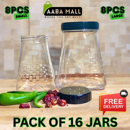 16 Pcs  Pyramid Jars Complete Set (8 Jars 1KG – 8 Jars 500GM)