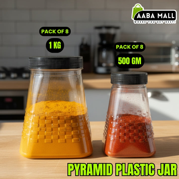 Pyramid Plastic Jar Set ? Premium Airtight Food Storage Containers 1KG & 500GM