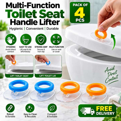 Pack of 4 Multi‑Function Toilet Seat Handle Lifter | Hygienic Pot Lid & Seat Lifting Device | Avoid Touching Toilet Lid