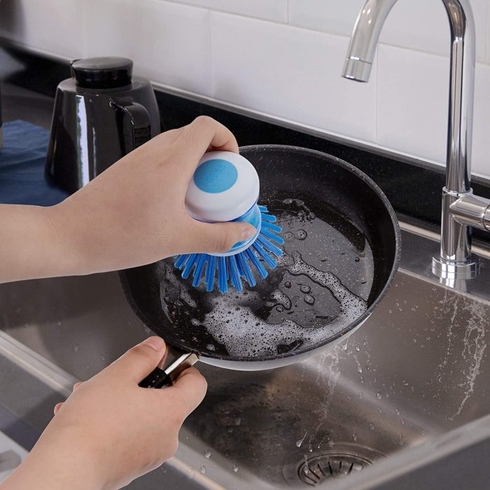Plastic Cleaning Brush with Soap Dispenser for Kitchen - AABA MALL