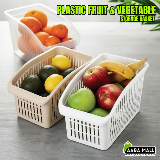 Plastic Fruit & Vegetable Storage Basket – Large Kitchen Organizer Tray for Fridge, Pantry & Countertop