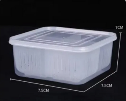 4 Pcs Detachable Drain Food Storage Basket Container With Lid Airtight Refrigerator Food Box - AABA MALL