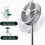 Rechargeable Height Adjustable 2 in 1 Pedestal and Table Fan Portable Fan Air Cooler Outdoor Indoor Travel - AABA MALL