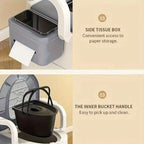 1pc Portable Bedside Commode Toilet for Elderly – Non‑Slip Plastic, Armrests, Double Layer Odor Seal, Shower & Bath Friendly
