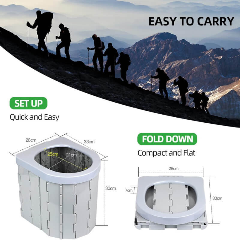 Portable Folding Toilet Commode with Urinary Baffle | Compact Travel Toilet for Adults & Kids | Lightweight, Durable, Easy to Carry Outdoor Camping Toilet