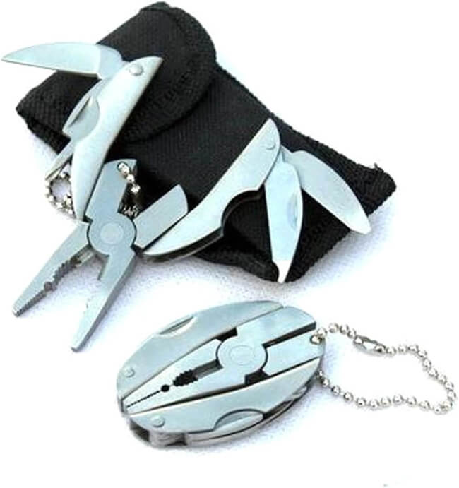 Multitool with pliers and knife on a white background