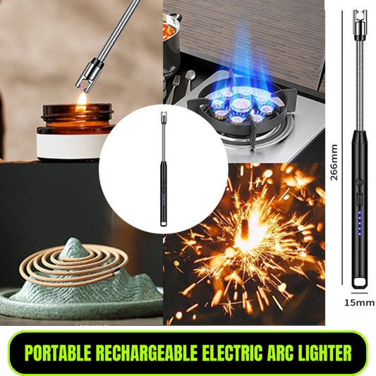 Rechargeable Electric Arc Lighter | Portable USB Lighter with LED | Long Neck Flameless BBQ Lighter for Gas Stove, Kitchen & Outdoor