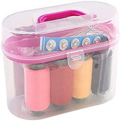 Portable sewing kit storage box with handle