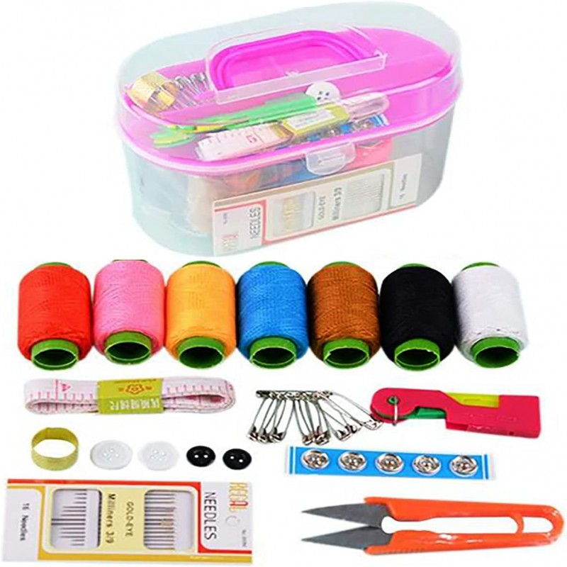 Portable sewing kit storage box with handle