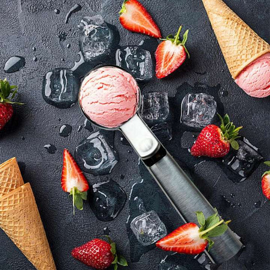 Portable Stainless Steel Ice Cream Scoop Spoon with Trigger & Comfortable Handle – Perfect for DIY Ice Cream, Fruit & Cookies