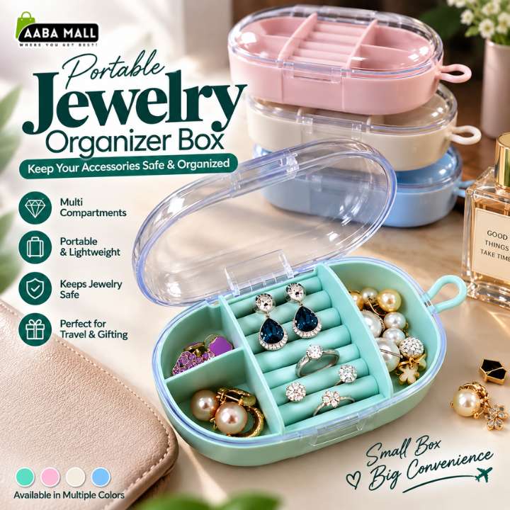 Portable Transparent Travel Jewelry Organizer Box | Mini Jewelry Storage Case for Rings, Earrings, Necklaces & Accessories