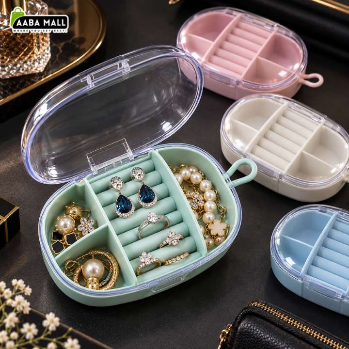 Portable Transparent Travel Jewelry Organizer Box | Mini Jewelry Storage Case for Rings, Earrings, Necklaces & Accessories