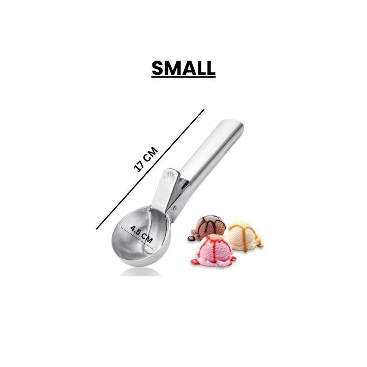 Portable Stainless Steel Ice Cream Scoop Spoon with Trigger & Comfortable Handle – Perfect for DIY Ice Cream, Fruit & Cookies