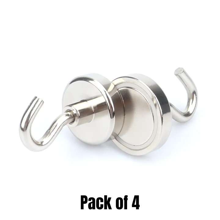 Two silver hooks on a white background with 'Pack of 4' text below.