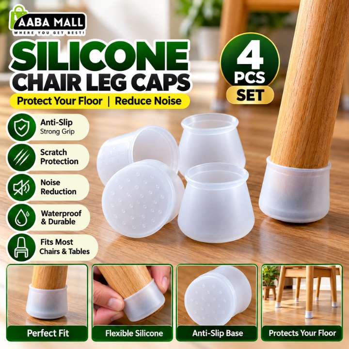 Premium Silicone Chair Leg Caps Anti-Slip Furniture Feet Covers | Table & Chair Leg Protectors | Rubber Floor Protectors | Noise Reduction Pads | Scratch Resistant Furniture Sliders | Waterproof Chair Leg Covers (4 Pcs Set)