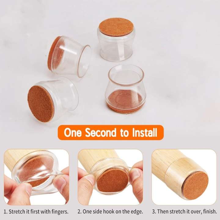 Premium Silicone Chair Leg Caps Anti-Slip Furniture Feet Covers in White and Transparent for Chair and Table Floor Protection