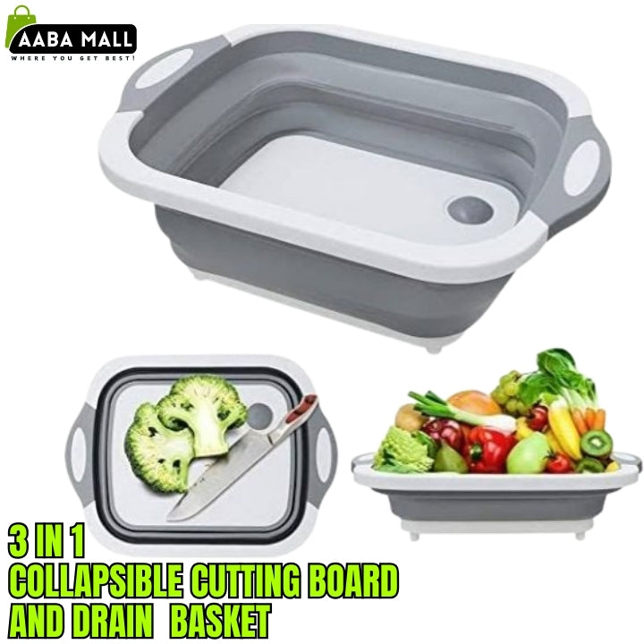 3 in 1 Multifunction Folding Cutting Board and Fruit Vegetables Washing Drain Basket - AABA MALL