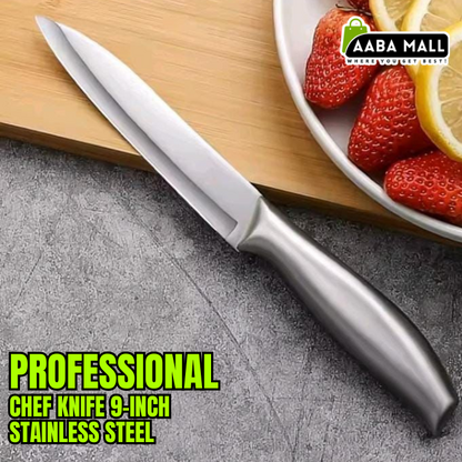 Professional Chef Knife 9-Inch – Stainless Steel Silver Blade Kitchen Cooking Knife for Meat & Vegetable Cutting