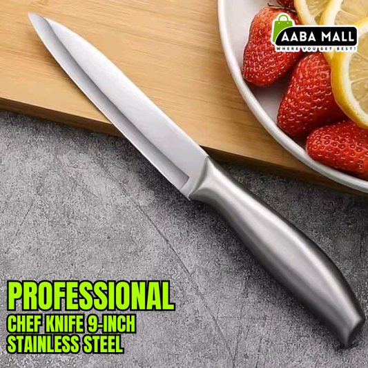 Professional Chef Knife 9-Inch – Stainless Steel Silver Blade Kitchen Cooking Knife for Meat & Vegetable Cutting